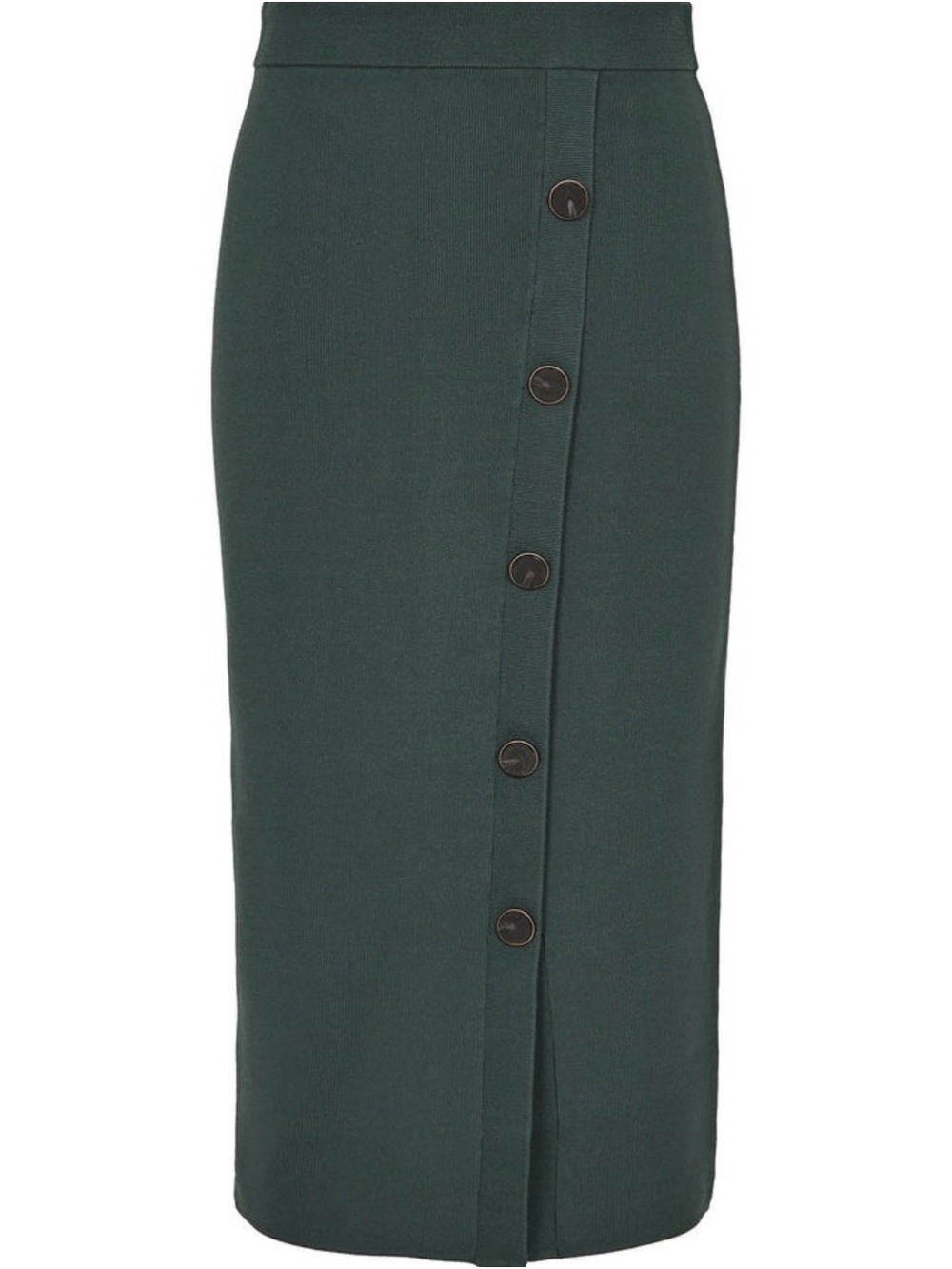 REISS Green Hatty Button-Front Knit Midi Skirt Size L NWT